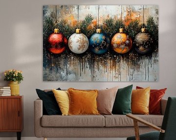 Kerstdecoratie | Glanzende Kerstballen Stilleven van Kunst Kriebels