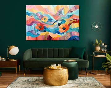 Modern abstract Bloemen van Abstract Schilderij