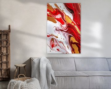 Ablstrakte Rot- und Goldmuster von Poster Art Shop