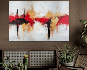 Abstract composition in red and gold by Poster Art Shop