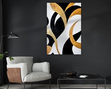 Abstract lines in black and gold by Poster Art Shop