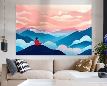 Paysage de montagne au coucher du soleil sur Poster Art Shop