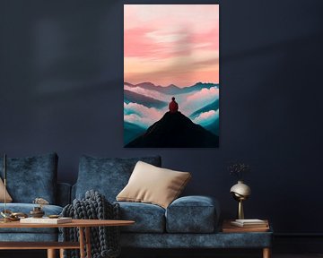 Vue sur la montagne au coucher du soleil sur Poster Art Shop