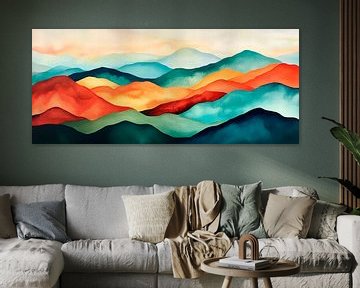 Berglandschap in zachte kleuren van Poster Art Shop