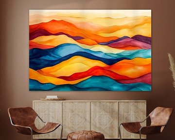 Mountain landscape in layers of colour by Poster Art Shop