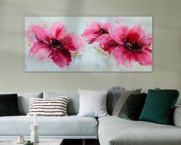 Bloeiende rozen in zachte kleuren van Poster Art Shop