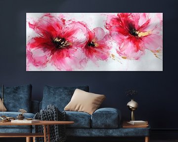 Blühende Rosen in lebhaften Farben von Poster Art Shop