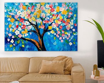Blossoming tree in bright colours by Poster Art Shop