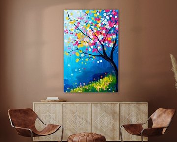 Blossoming tree in a play of colours by Poster Art Shop