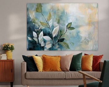 Bladerrijke tak in zachte kleuren van Poster Art Shop