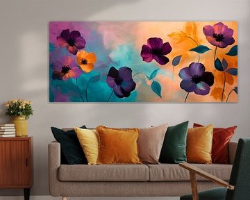 Paysage floral coloré - Abstrait sur Poster Art Shop