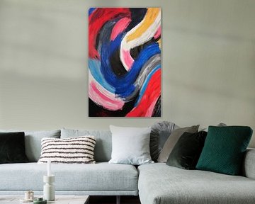 Des structures colorées sur du noir sur Poster Art Shop