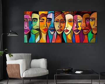 Colourful variety of faces - artistically depicted by Poster Art Shop