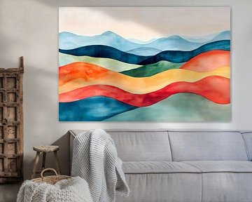 Formes de paysages colorés - style aquarelle sur Poster Art Shop