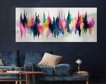 Colourful sound waves - abstract art by Poster Art Shop