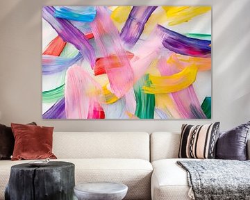 Coups de pinceau colorés sur du blanc sur Poster Art Shop