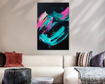 Colourful brushstrokes on black by Poster Art Shop