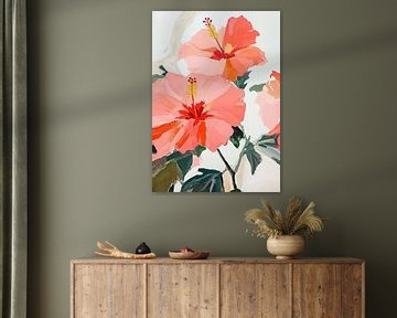Floral Botanical Hibiscus Red Fauvism