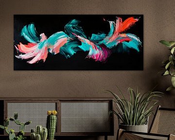 Colourful brushstrokes against black by Poster Art Shop