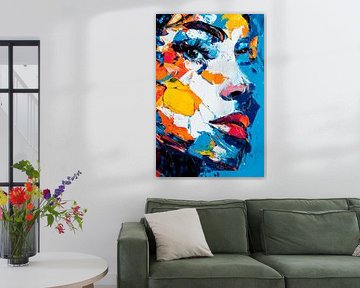 Colourful portrait painting - abstract and lively by Poster Art Shop