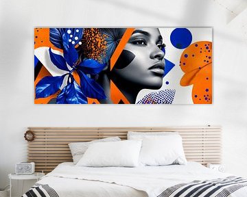 Colourful portrait with plant motifs by Poster Art Shop