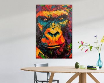 Kleurrijke gorilla - expressief en levendig van Poster Art Shop