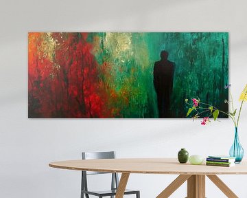 Lonely silhouette against a colourful background by Poster Art Shop