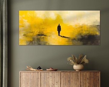 Lonely hiker in yellow tone - Abstract by Poster Art Shop