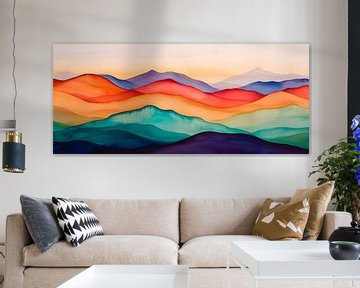 Kleurrijk berglandschap - aquarelkunst van Poster Art Shop