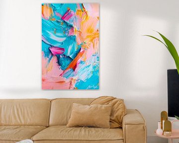 Kleurrijk acrylschilderij - Abstract van Poster Art Shop