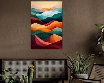 Kleurrijke heuvelformaties - Abstract van Poster Art Shop