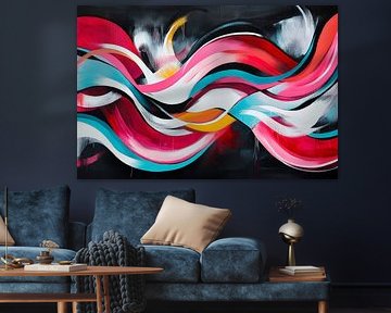 Colourful wave art - abstract by Poster Art Shop