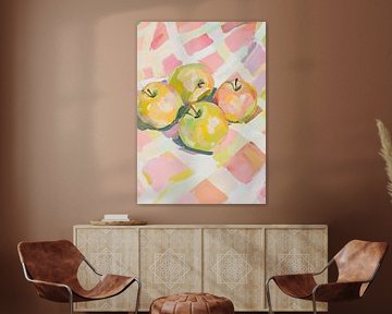 Apples Fruit Painting Cottagecor Fauvism Pink by Niklas Maximilian