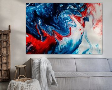 Farbige Fließmuster in Rot und Blau von Poster Art Shop