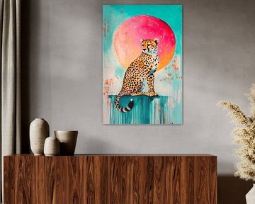 Cheetah in a colourful sunset by Poster Art Shop