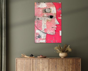 Gesichtsskizze in Pink – Abstrakt von Poster Art Shop