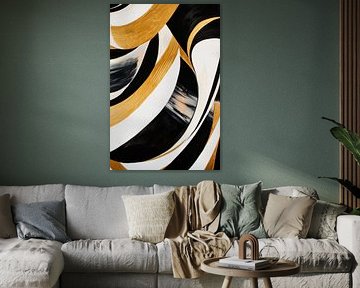 Golden lines on black and white by Poster Art Shop