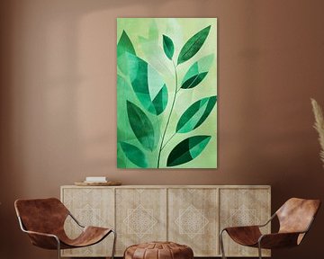 Green leaves - abstract and stylish by Poster Art Shop