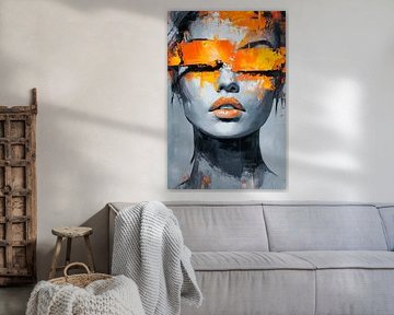 Artistic portrait in a blaze of colour by Poster Art Shop