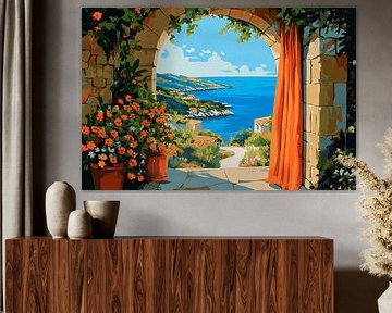 Coastal view through a portal by Poster Art Shop