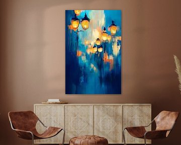 Lanternes dans le brouillard - Jeu de couleurs sur Poster Art Shop