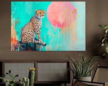 Leopard in a colourful ambience by Poster Art Shop