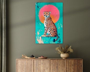 Lion in front of colour circle - Abstract and vivid by Poster Art Shop