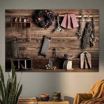 Rustic still life in a farmhouse kitchen by Jürgen Wiesler