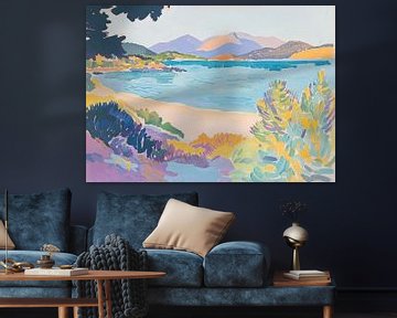 Op Matisse geïnspireerd Fauvisme Zee Tropisch Pastel Botanisch van Niklas Maximilian