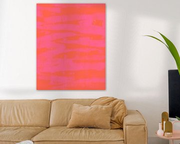 Neon roze en oranje. Kleurrijke abstracte moderne kunst. Pop van kleuren. van Dina Dankers