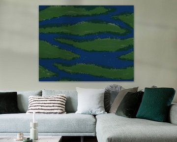 Blauw en groen. Kleurrijke abstracte moderne kunst. Pop van kleuren. van Dina Dankers