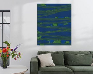 Groen en blauw. Kleurrijke abstracte moderne kunst. Pop van kleuren. van Dina Dankers