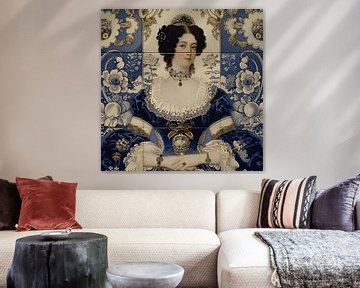 Holländisches Kachelbild mit edler Dame von Ton Kuijpers