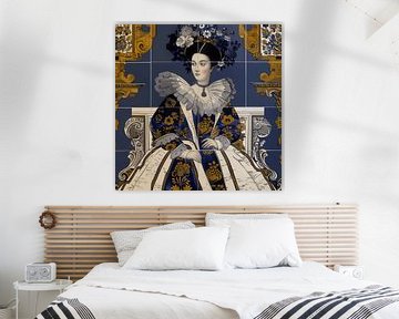 Holländisches Kachelbild mit edler Dame von Ton Kuijpers